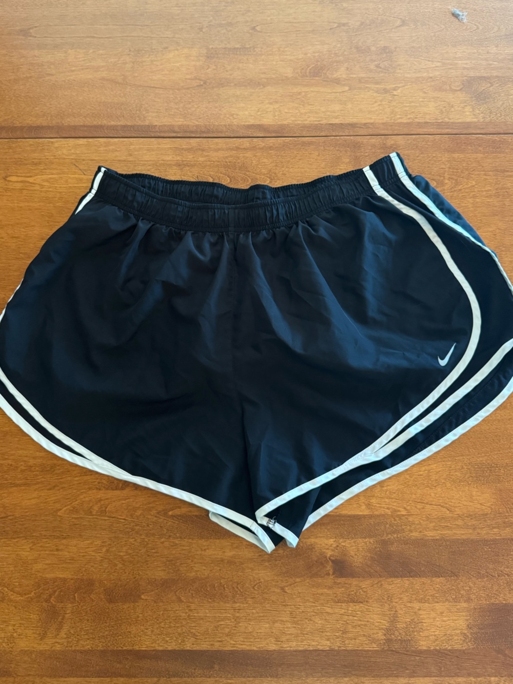 Nike Black Dri-Fit Athletic Running Shorts with White Trim